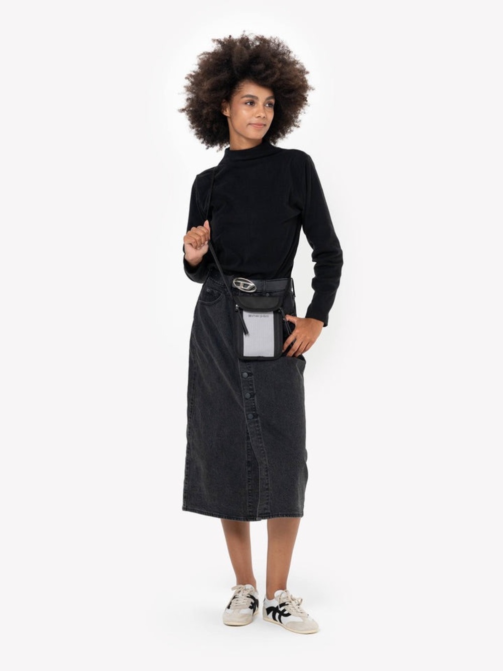 Sherpani Piper Light Gray and Black Travel Crossbody Pouch